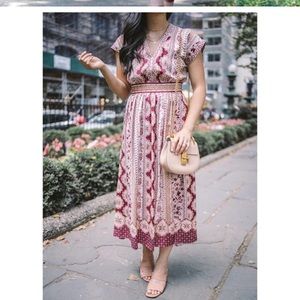 GAL MEETS GLAM Liza Print Charmeuse Midi Dress 12